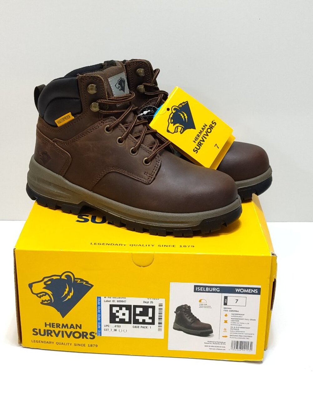 Herman Survivors Womens Iselburg Brown Steel Toe Waterproof Work Boots Size 7
